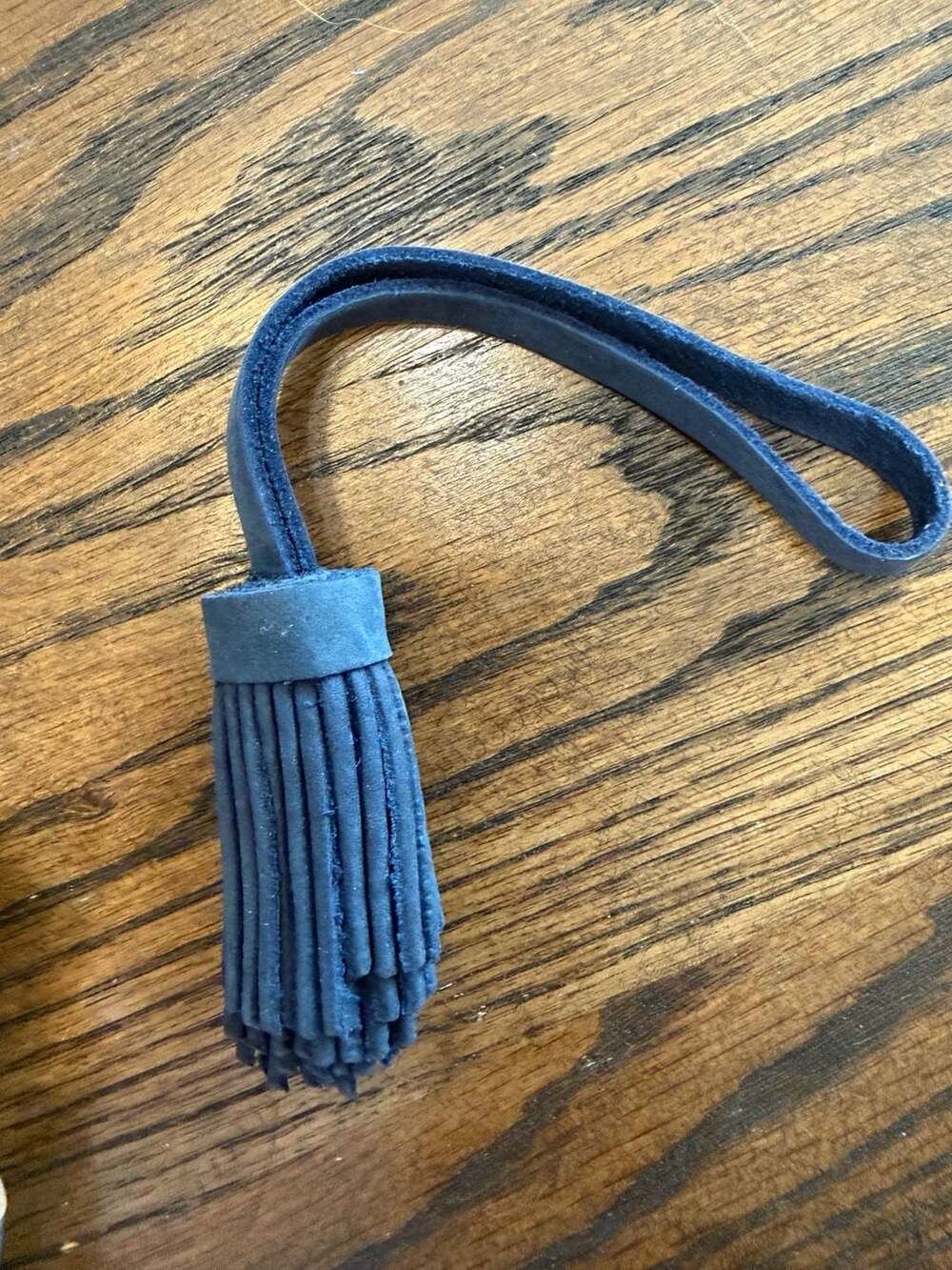 Portland leather navy fringe bag tassel